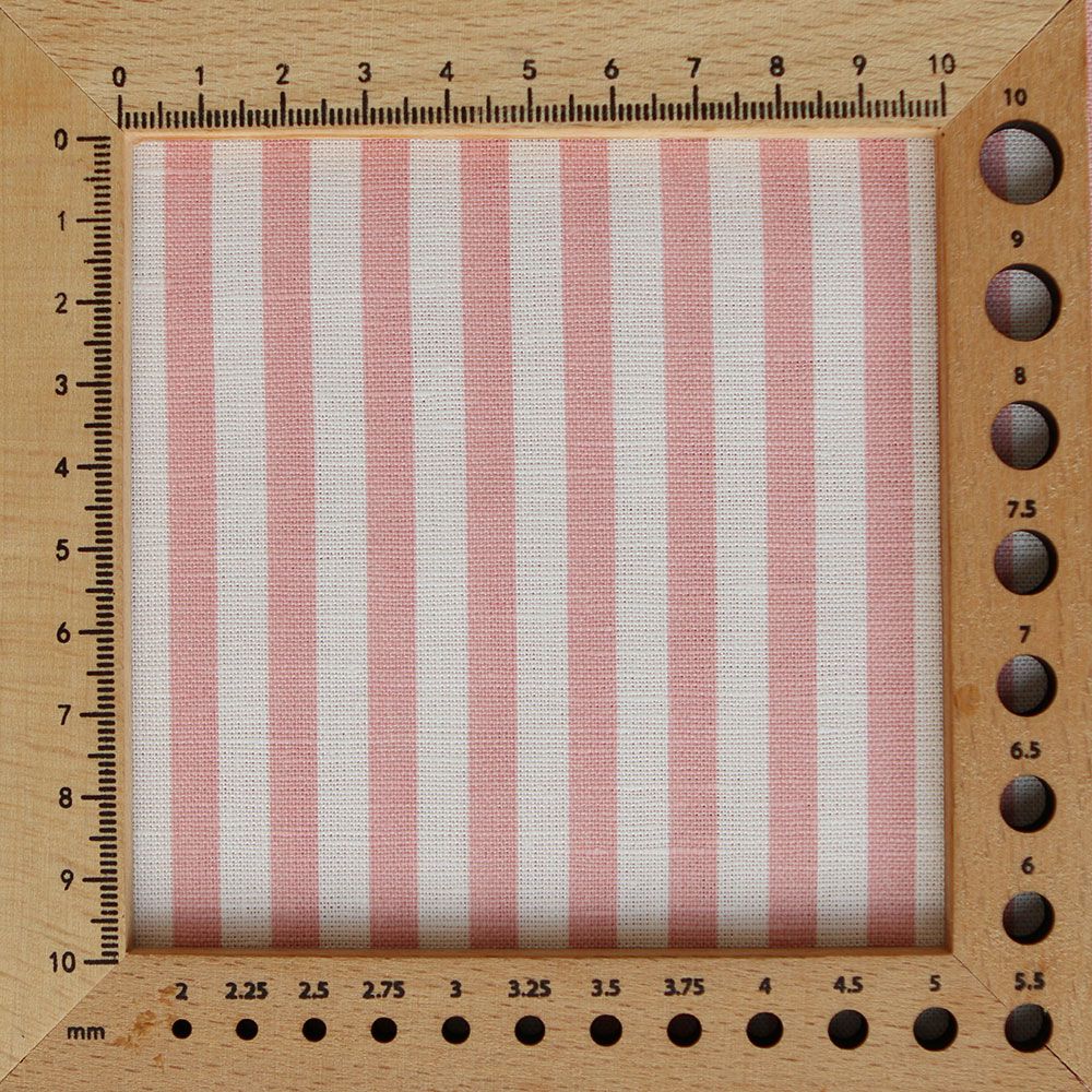 Lucas - Tissu lin coton rayures 6mm blanc lait et rose blush