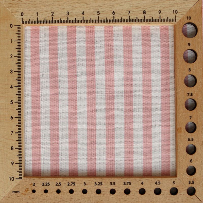 Lucas - Tissu lin coton rayures 6mm blanc lait et rose blush