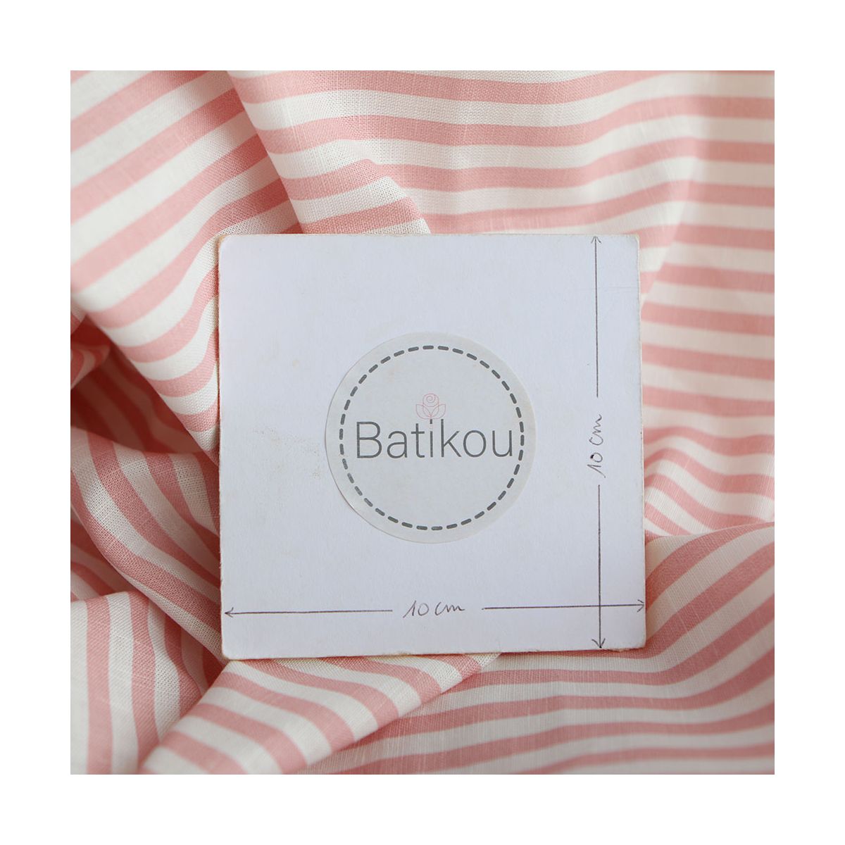 Lucas - Tissu lin coton rayures 6mm blanc lait et rose blush Lucas - Tissu lin coton rayures 6mm blanc lait et rose blush