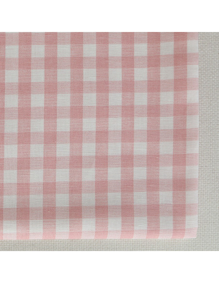 Victor - Tissu lin coton vichy 7mm blanc lait et rose blush