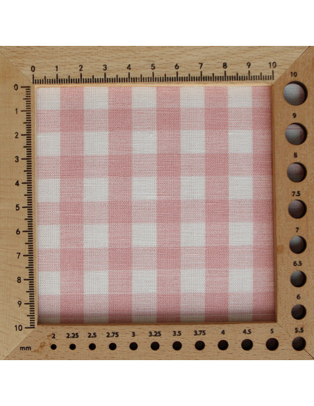 Victor - Tissu lin coton vichy 7mm blanc lait et rose blush