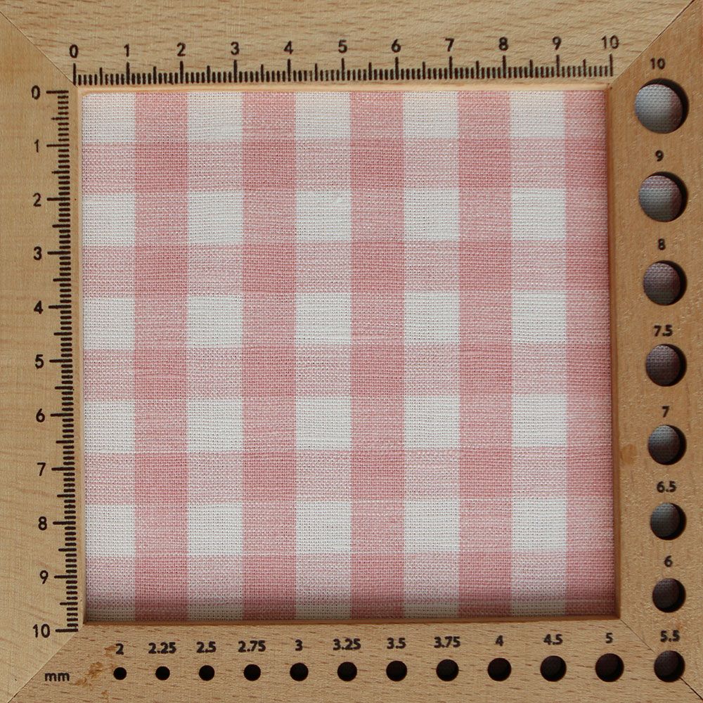 Victor - Tissu lin coton vichy 7mm blanc lait et rose blush