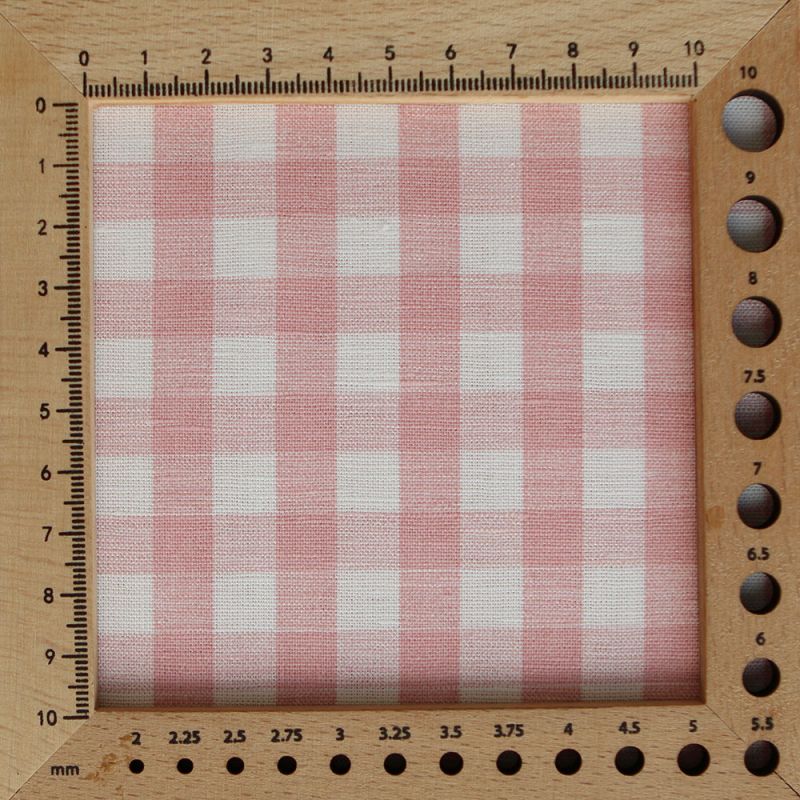 Victor - Tissu lin coton vichy 7mm blanc lait et rose blush