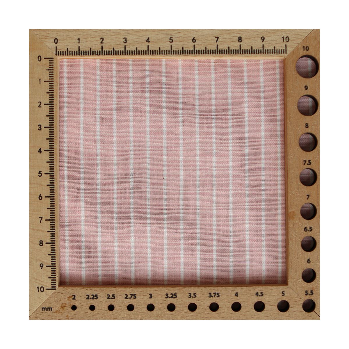 Baptiste - Tissu lin coton rayures 1mm blanc lait et rose blush