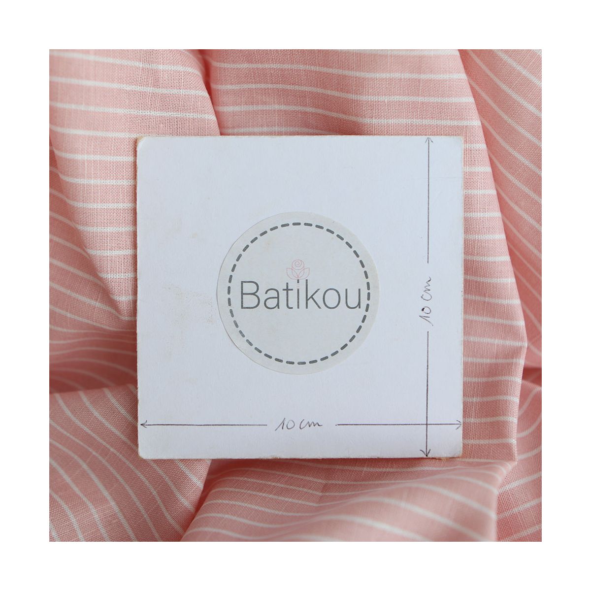 Baptiste - Tissu lin coton rayures 1mm blanc lait et rose blush