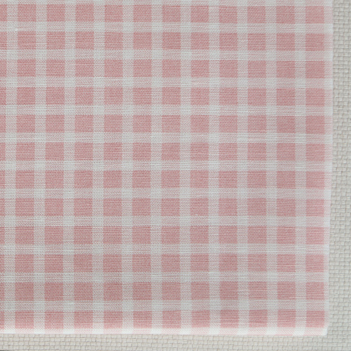 Paul - Tissu lin coton quadrillage 6mm blanc lait et rose blush