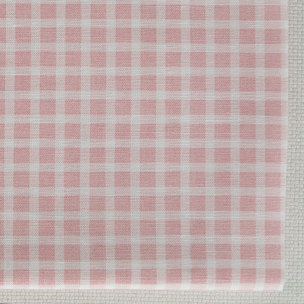 Paul - Tissu lin coton quadrillage 6mm blanc lait et rose blush
