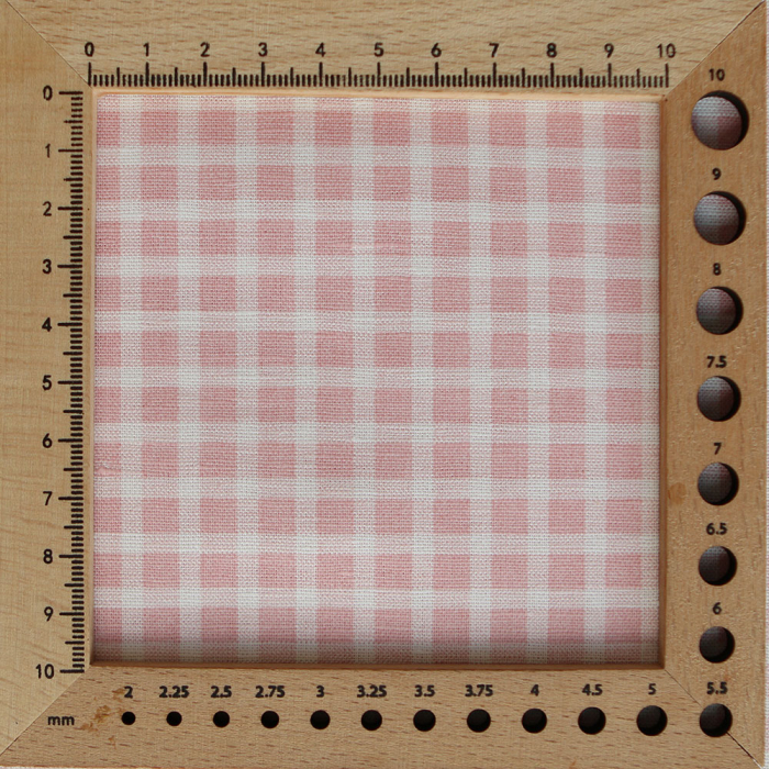 Paul - Tissu lin coton quadrillage 6mm blanc lait et rose blush