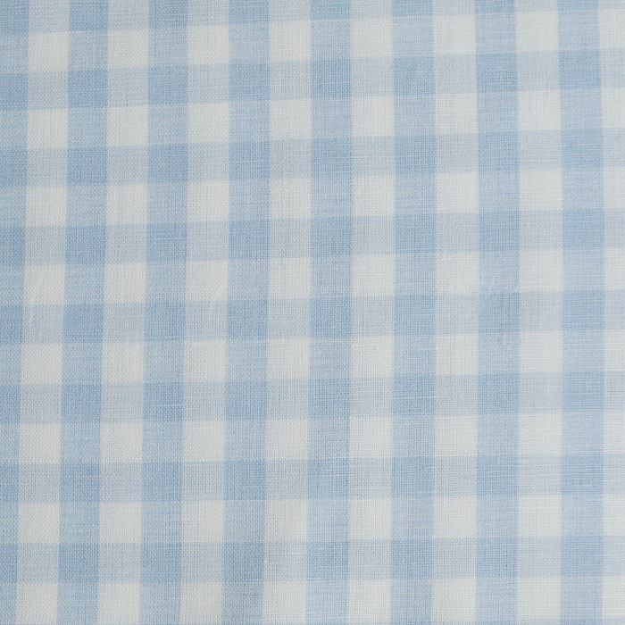 Victor - Tissu lin coton vichy 7mm blanc lait et bleu horizon