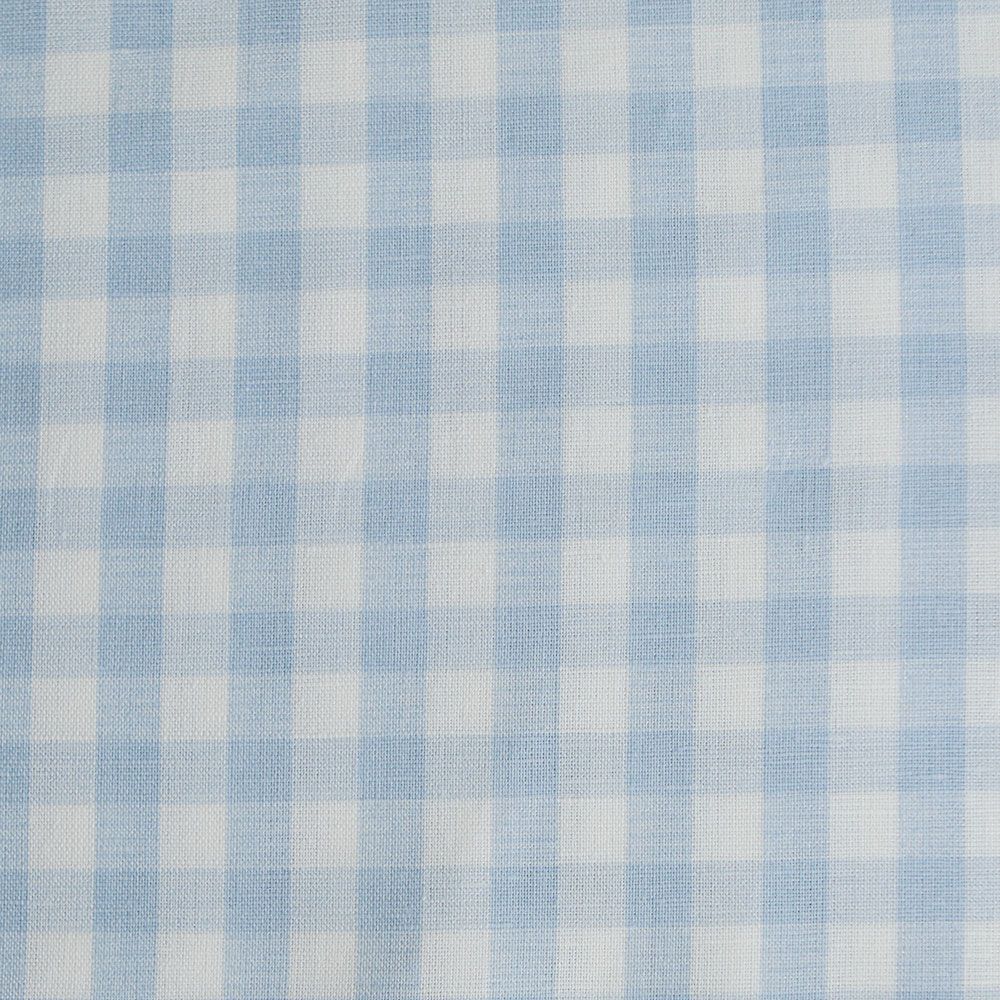 Victor - Tissu lin coton vichy 7mm blanc lait et bleu horizon