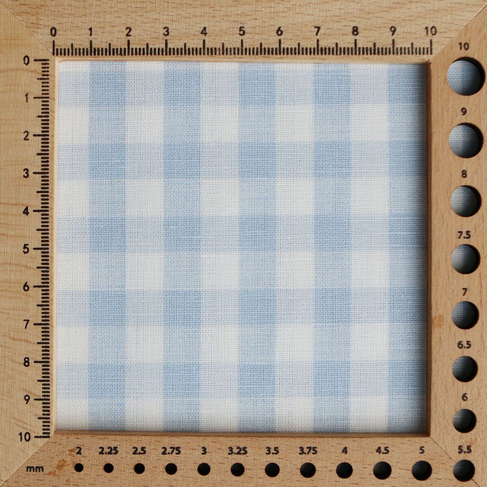 Victor - Tissu lin coton vichy 7mm blanc lait et bleu horizon