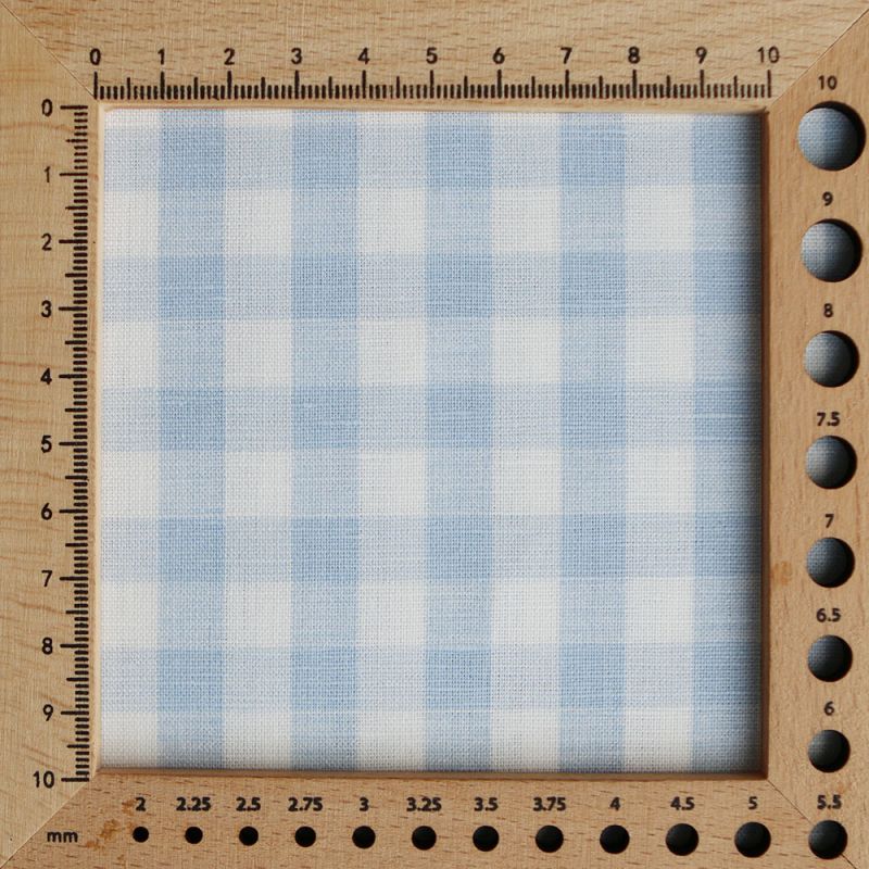 Victor - Tissu lin coton vichy 7mm blanc lait et bleu horizon