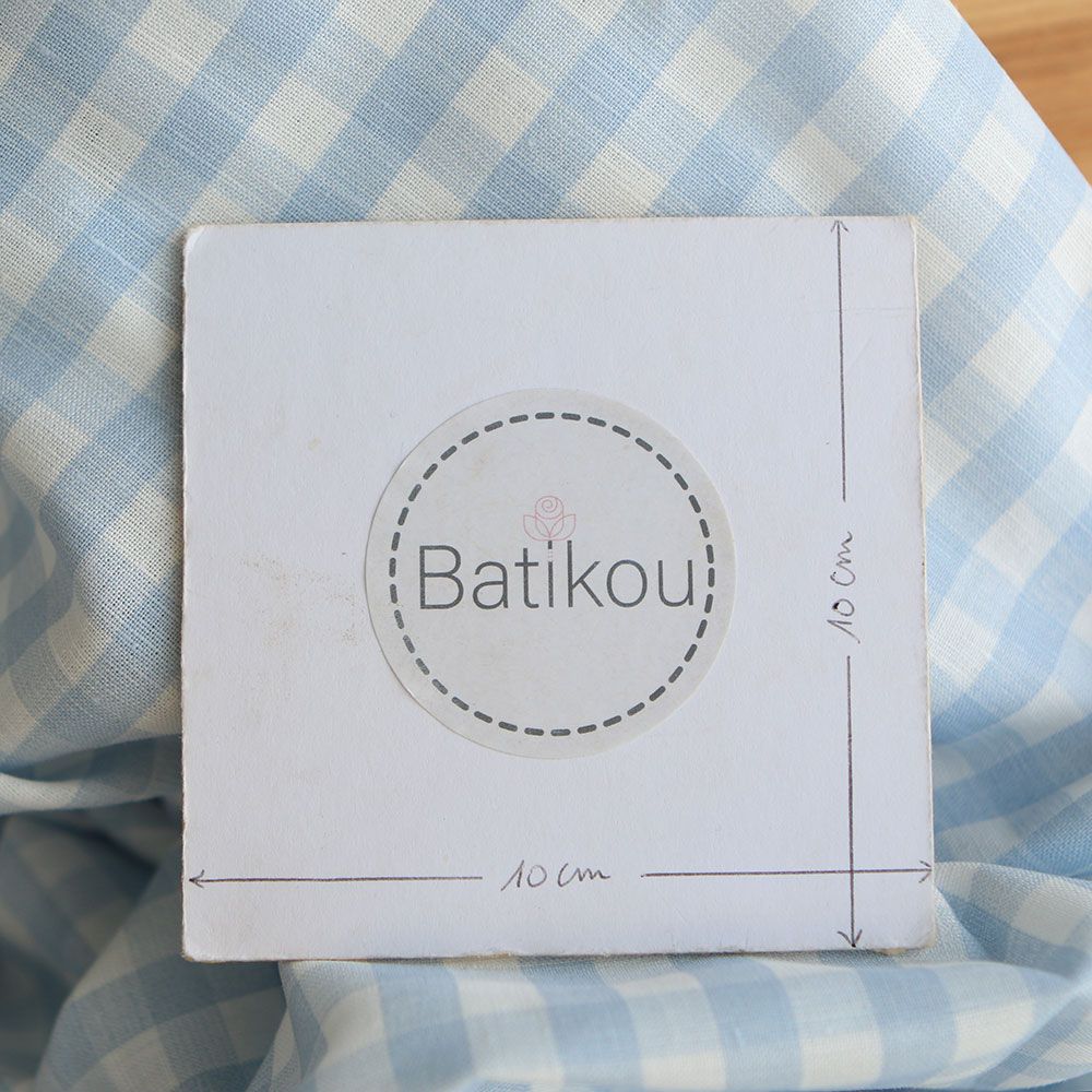 Victor - Tissu lin coton vichy 7mm blanc lait et bleu horizon