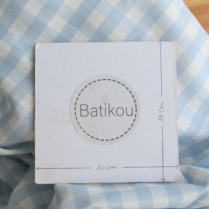 Victor - Tissu lin coton vichy 7mm blanc lait et bleu horizon