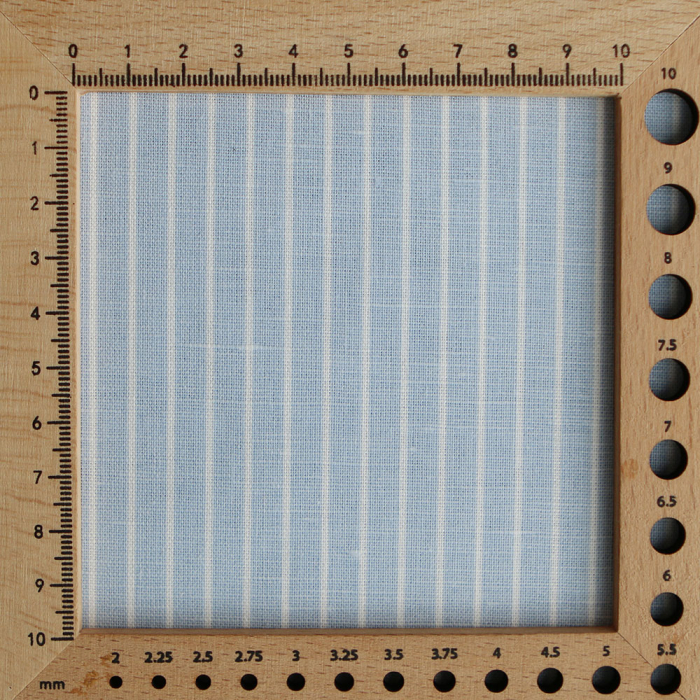 Baptiste - Tissu lin coton rayures 1mm blanc lait et bleu horizon