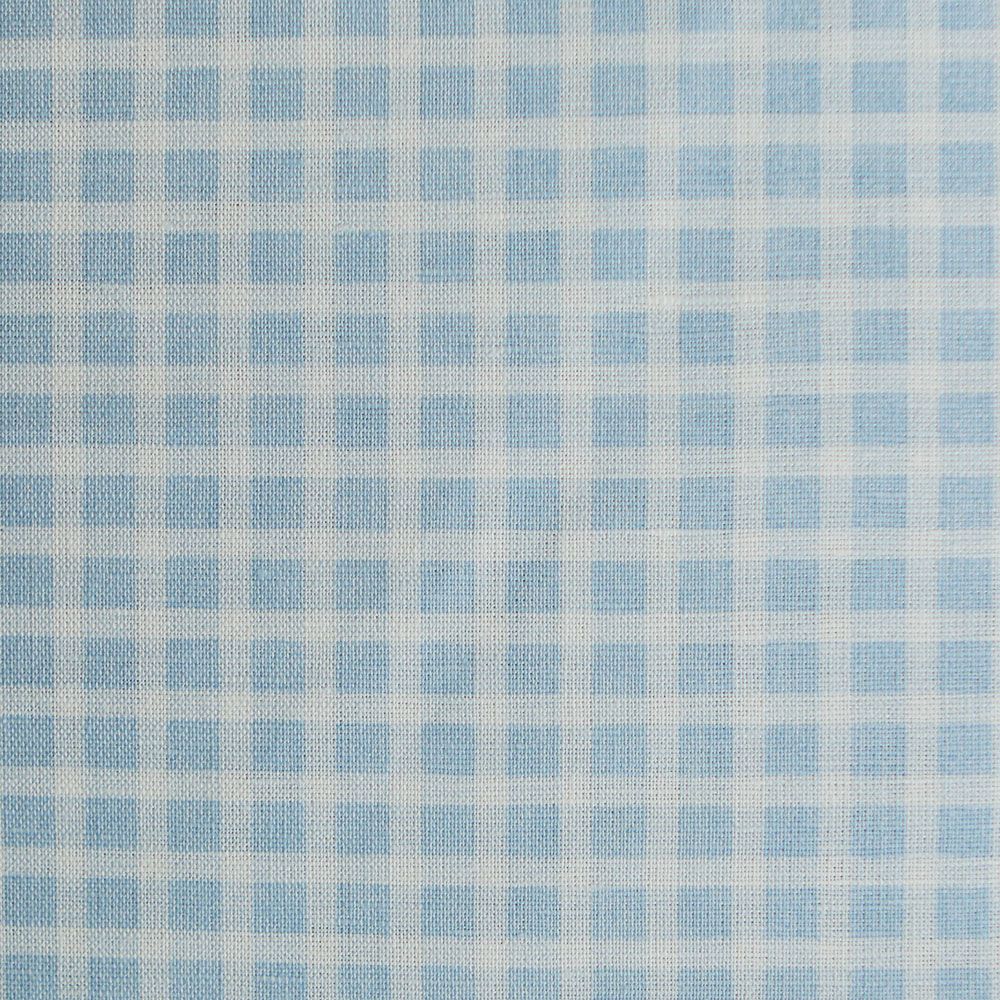 Paul - Tissu lin coton quadrillage 6mm blanc lait et bleu horizon