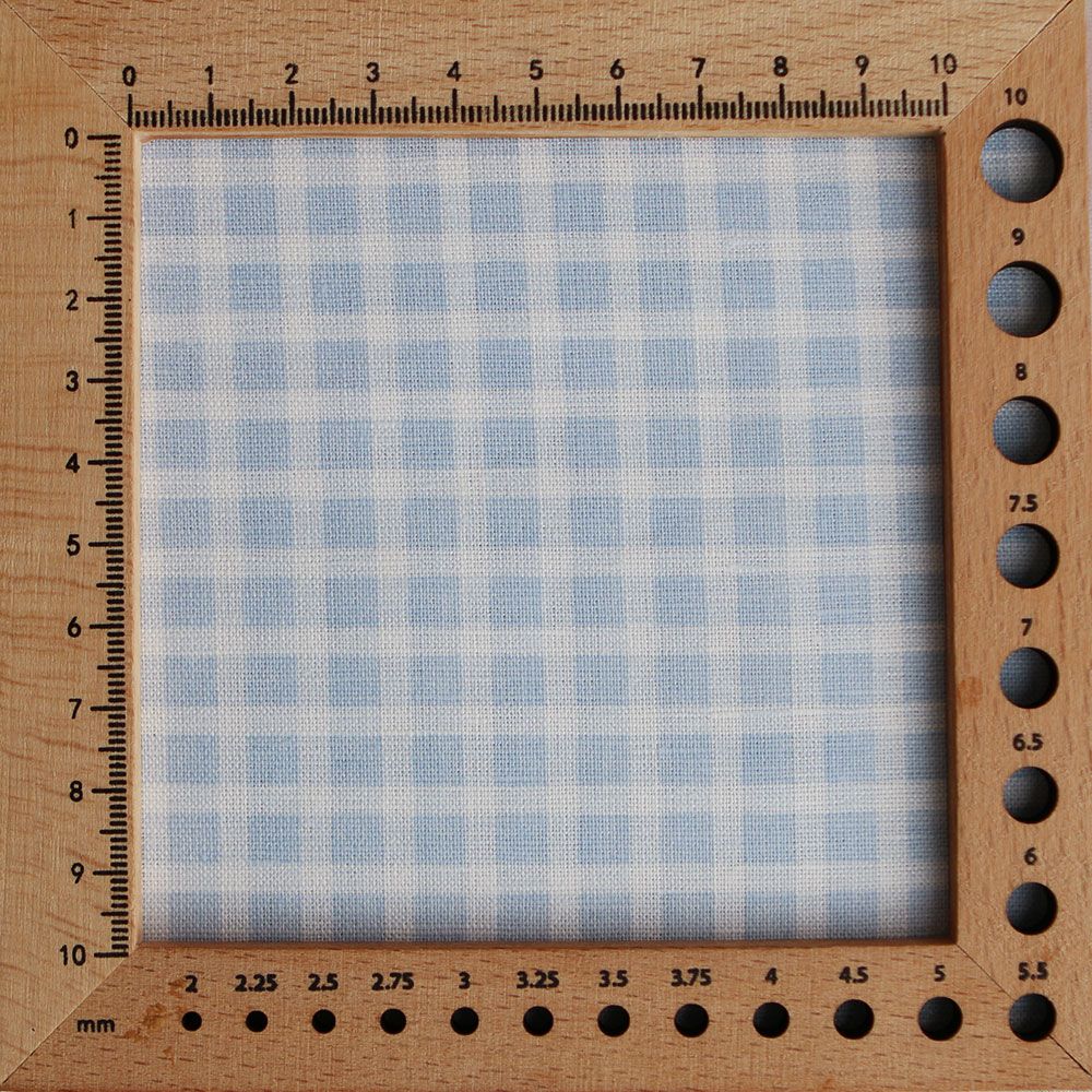 Paul - Tissu lin coton quadrillage 6mm blanc lait et bleu horizon