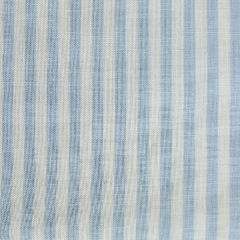 Lucas - Tissu lin coton rayures 6mm blanc lait et bleu horizon