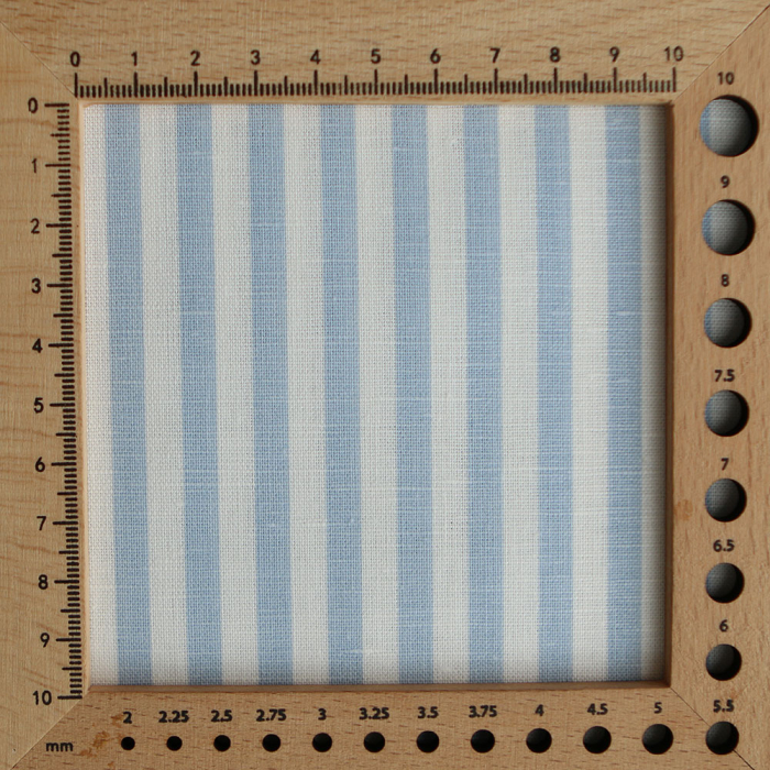 Lucas - Tissu lin coton rayures 6mm blanc lait et bleu horizon