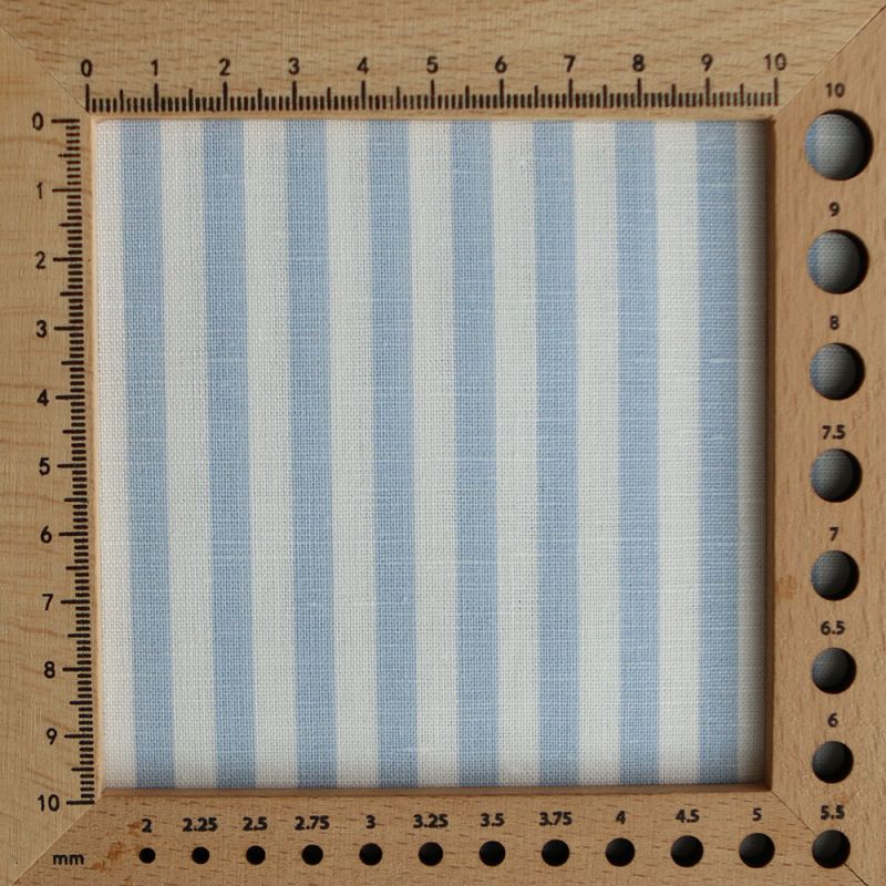 Lucas - Tissu lin coton rayures 6mm blanc lait et bleu horizon
