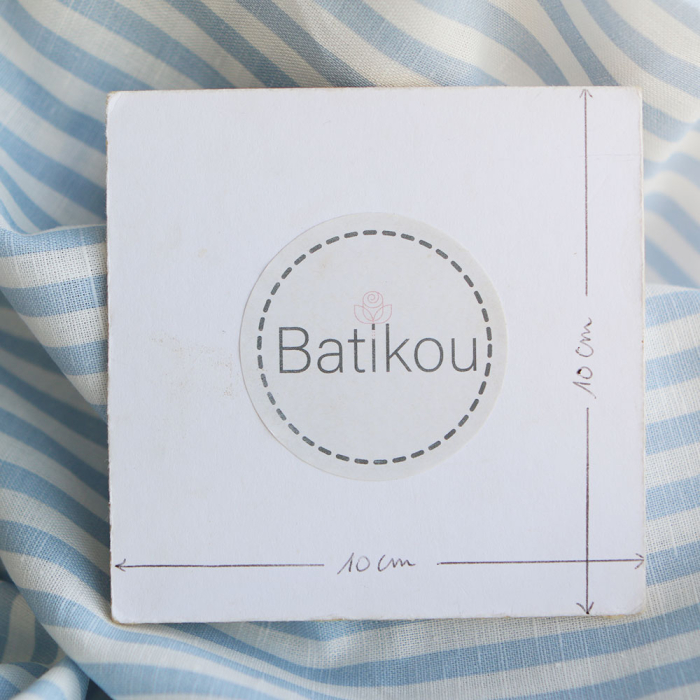 Lucas - Tissu lin coton rayures 6mm blanc lait et bleu horizon