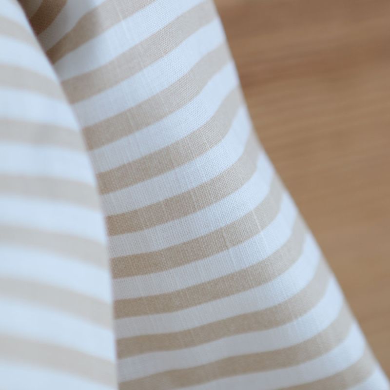 Lucas - Tissu lin coton rayures 6mm blanc lait et beige