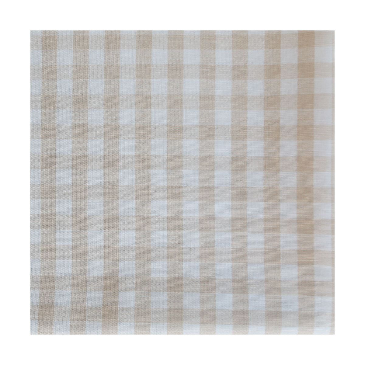 Victor - Tissu lin coton vichy 7mm blanc lait et beige Victor - Tissu lin coton vichy 7mm blanc lait et beige
