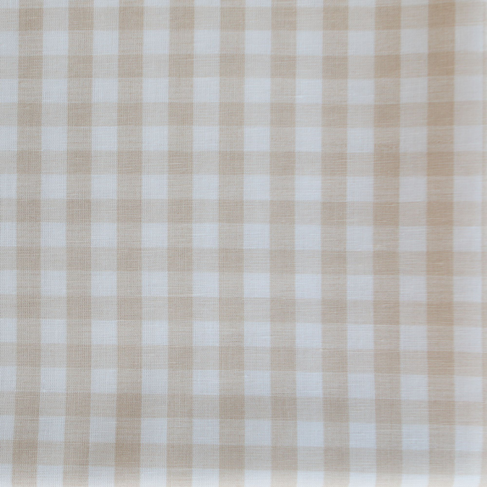 Victor - Tissu lin coton vichy 7mm blanc lait et beige