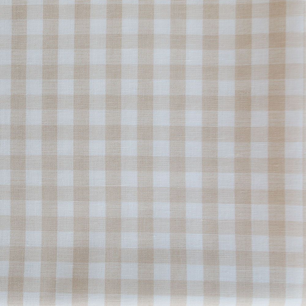 Victor - Tissu lin coton vichy 7mm blanc lait et beige