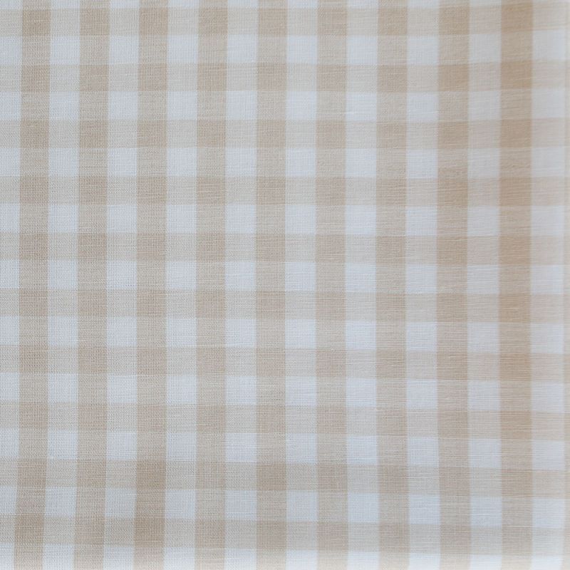 Victor - Tissu lin coton vichy 7mm blanc lait et beige