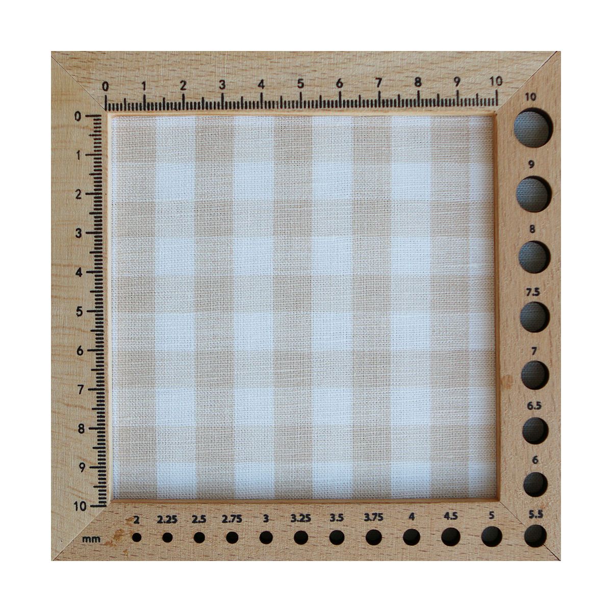Victor - Tissu lin coton vichy 7mm blanc lait et beige Victor - Tissu lin coton vichy 7mm blanc lait et beige