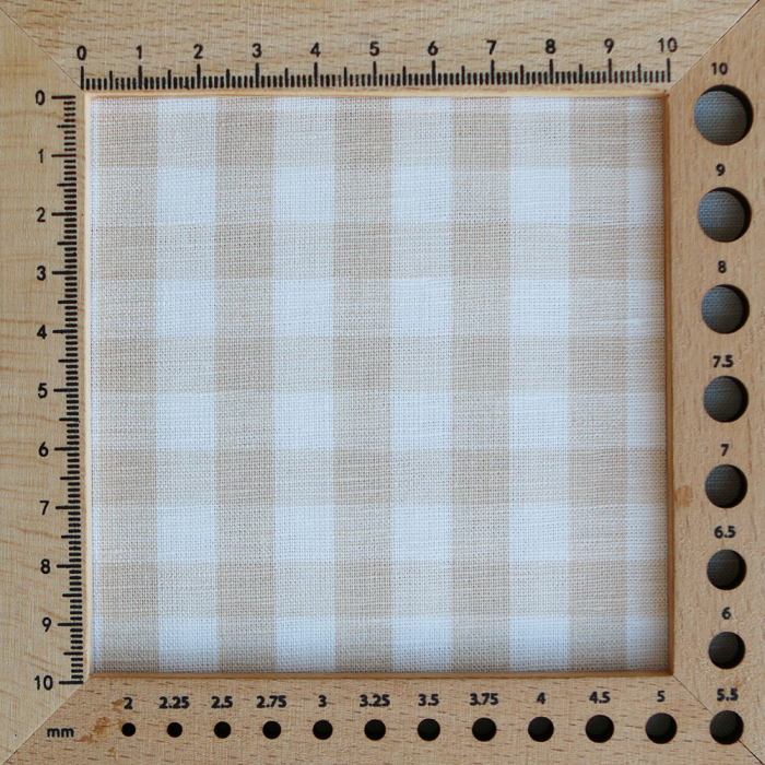 Victor - Tissu lin coton vichy 7mm blanc lait et beige