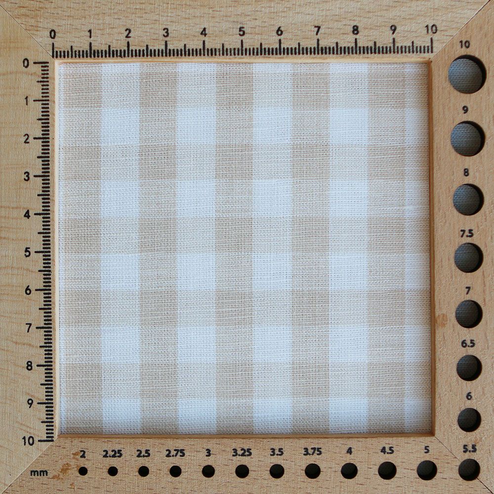 Victor - Tissu lin coton vichy 7mm blanc lait et beige