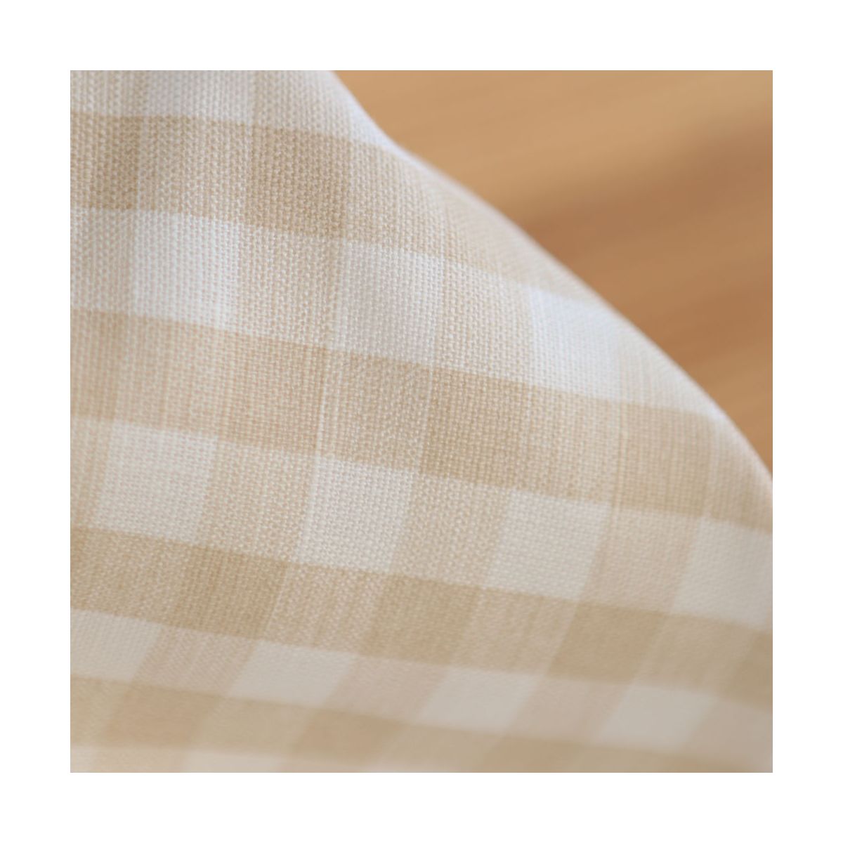Victor - Tissu lin coton vichy 7mm blanc lait et beige Victor - Tissu lin coton vichy 7mm blanc lait et beige
