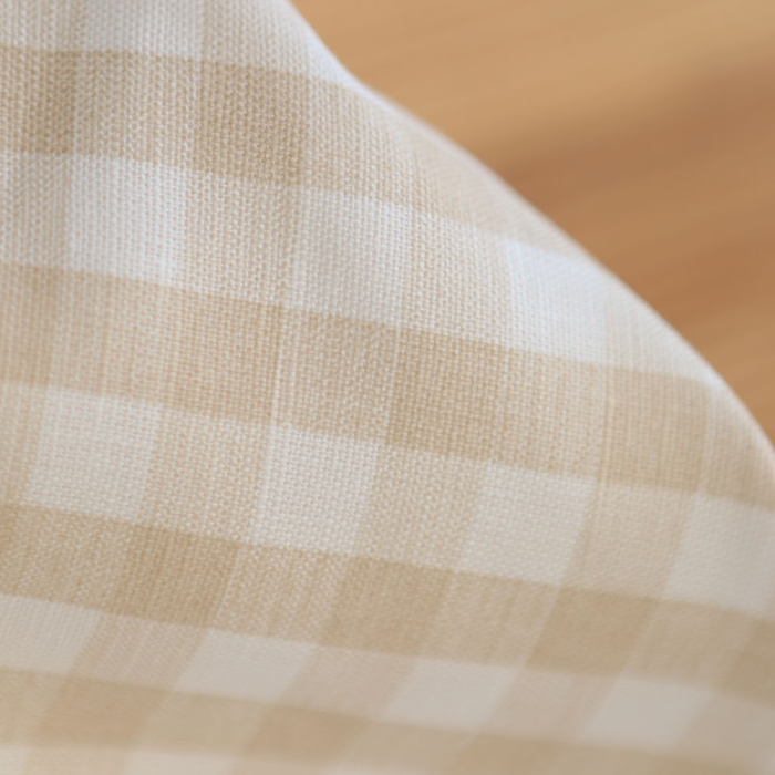 Victor - Tissu lin coton vichy 7mm blanc lait et beige