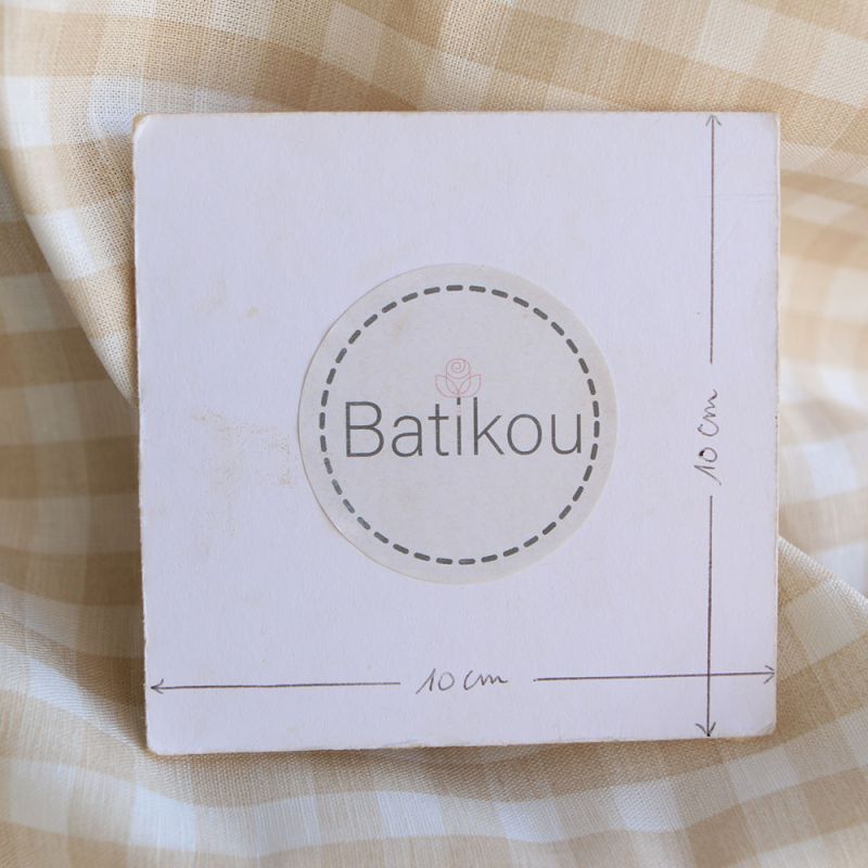 Victor - Tissu lin coton vichy 7mm blanc lait et beige