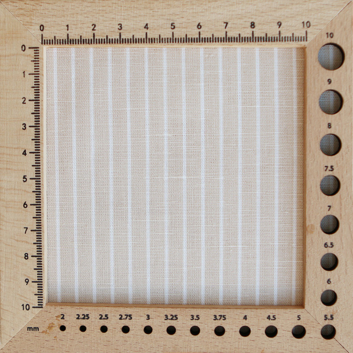 Baptiste - Tissu lin coton rayures 1mm blanc lait et beige