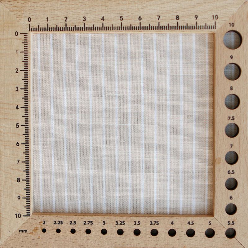 Baptiste - Tissu lin coton rayures 1mm blanc lait et beige