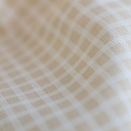 Paul - Tissu lin coton quadrillage 6mm blanc lait et beige Paul - Tissu lin coton quadrillage 6mm blanc lait et beige