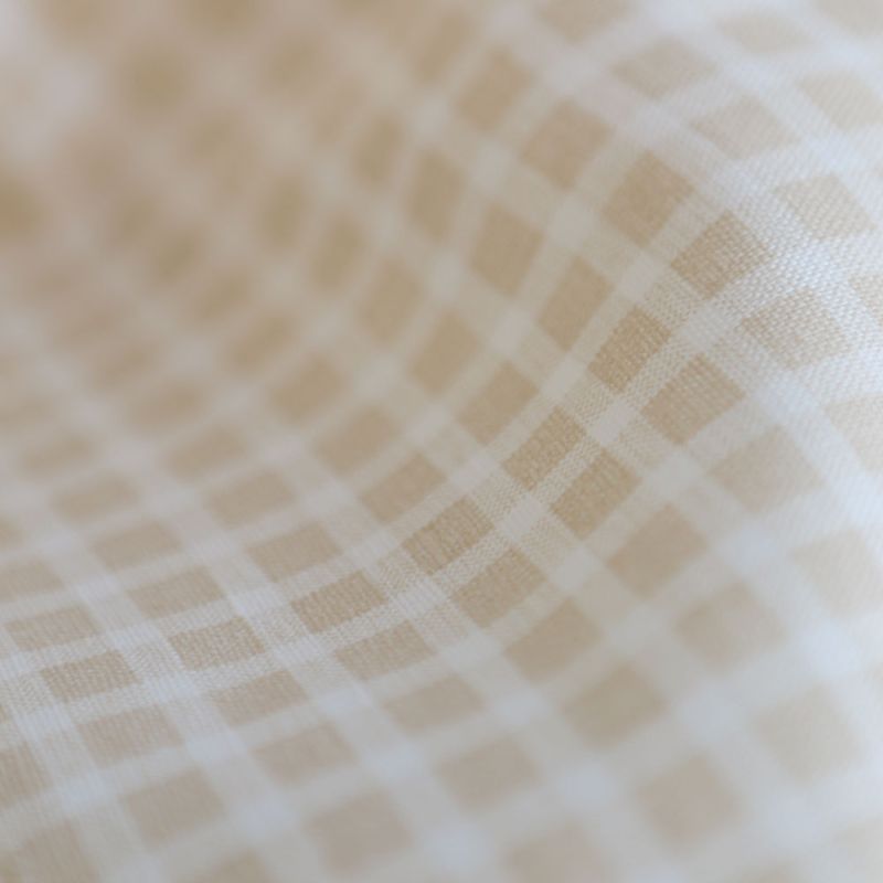 Paul - Tissu lin coton quadrillage 6mm blanc lait et beige