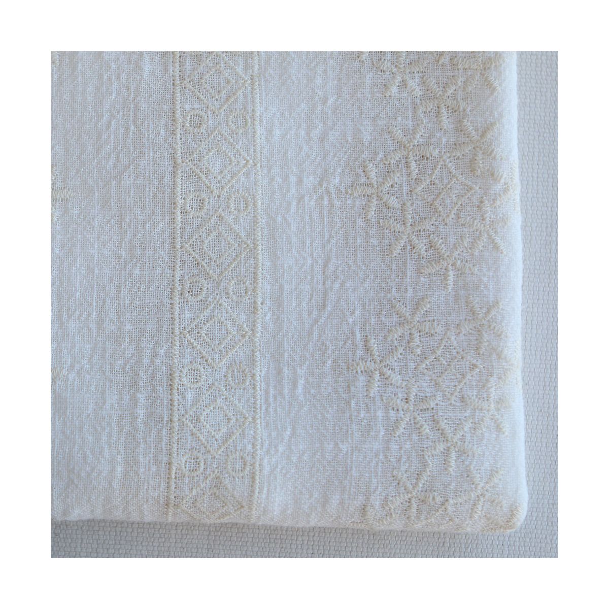 Gaze de coton BIO blanc lait broderie anglaise écru Gaze de coton BIO blanc lait broderie anglaise écru