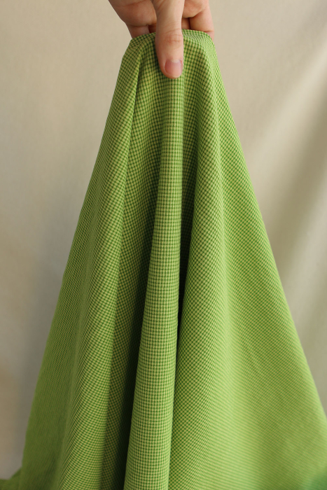 Seersucker / Coton gaufré mini vichy 2mm vert matcha