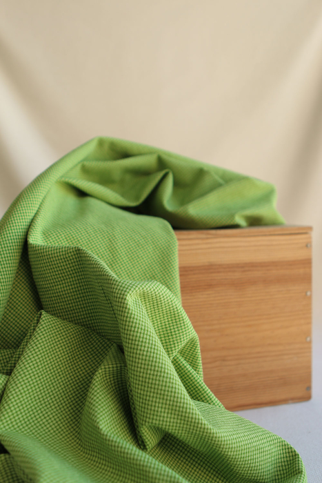Seersucker / Coton gaufré mini vichy 2mm vert matcha