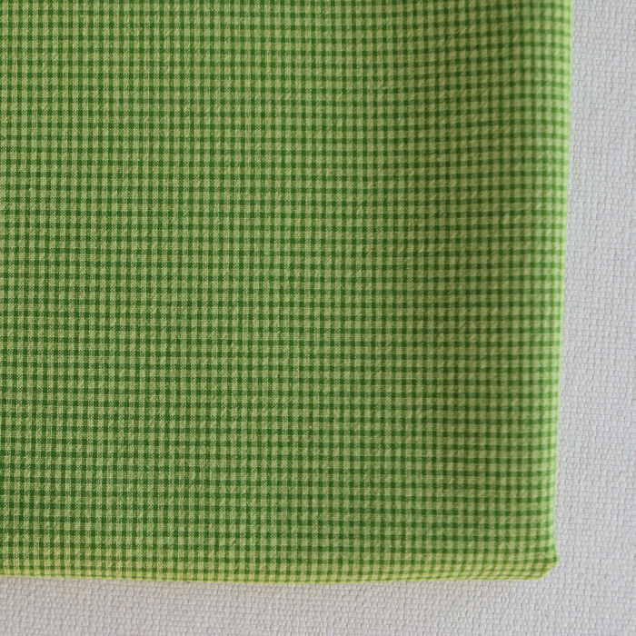 Seersucker / Coton gaufré mini vichy 2mm vert matcha