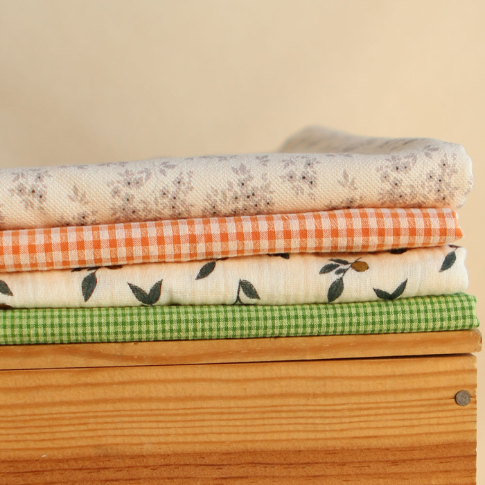 Seersucker / Coton gaufré mini vichy 2mm vert matcha