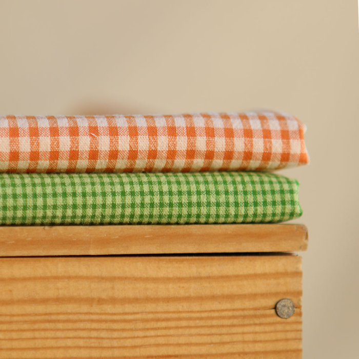 Seersucker / Coton gaufré mini vichy 2mm vert matcha