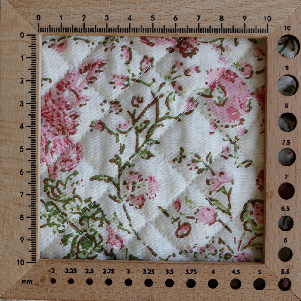 Karishma rose - Tissu indien matelassé double face coton hand block largeur 100cm