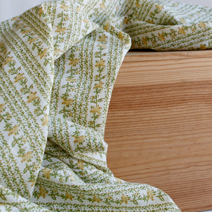 Karishma jaune C - Tissu indien en coton imprimé main Hand Block Artisanal