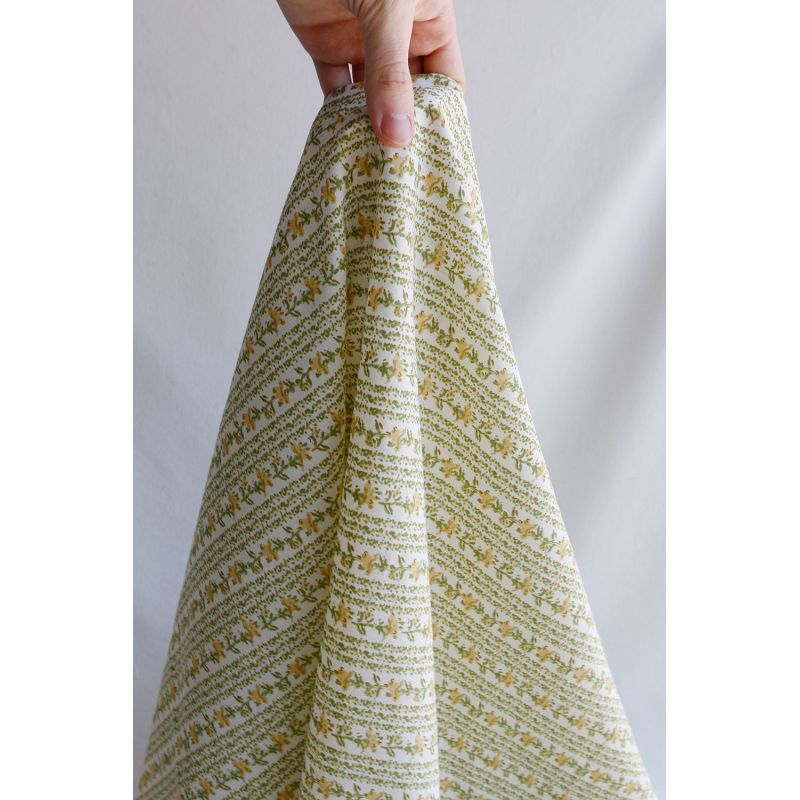 Karishma jaune C - Tissu indien en coton imprimé main Hand Block Artisanal