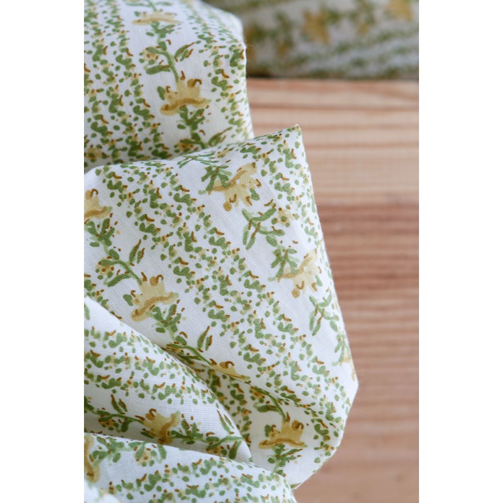 Karishma jaune C - Tissu indien en coton imprimé main Hand Block Artisanal